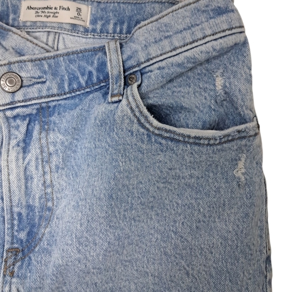 Abercrombie & Fitch Blue Straight Leg Jeans Relaxed Fit Size 25/0s - Picture 8 of 16